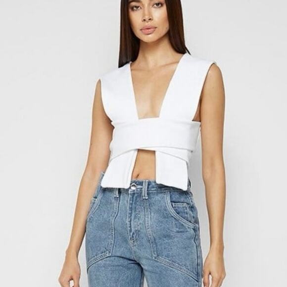 MANIERE DE VOiR Tops - Maniere De Voir Multi-way Ribbed Crop Top - Off White